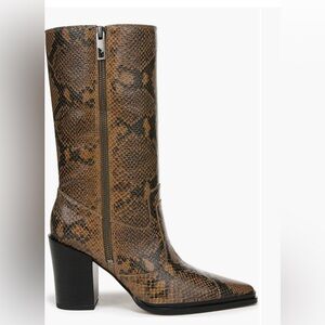 Franco Sarto Brown Snakeskin Mid-Calf Boots